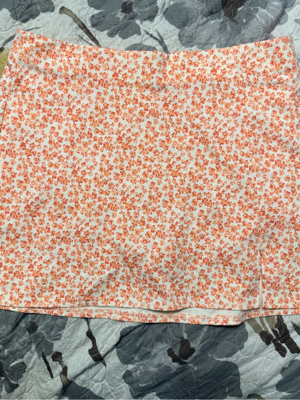 American Eagle Outfitters Cream Mini Skirt with Orange Floral Print